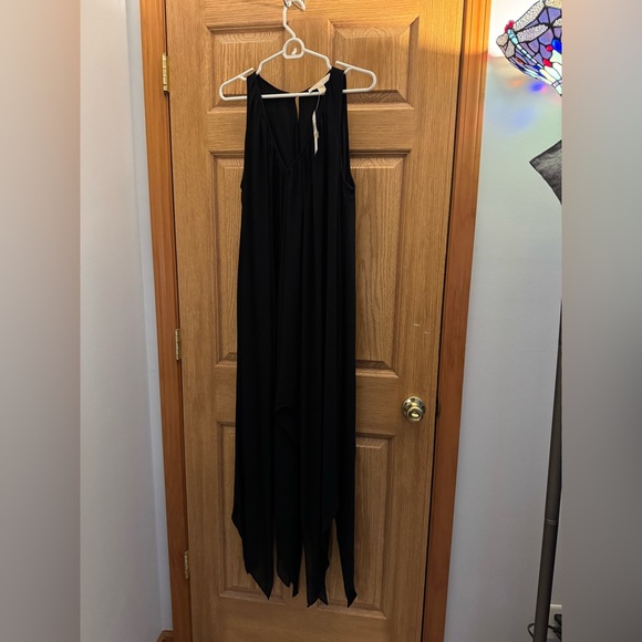 NWT Michael Kors Black Midi Dress with Handkerchief Hem - Picture 3 of 8